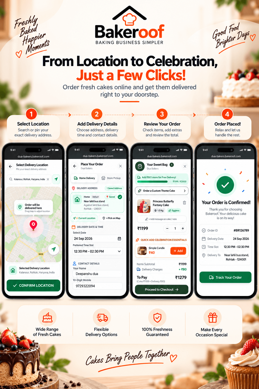 From Location to Celebration, Just a Few Clicks - Bakeroof Online Cake Ordering Mobile