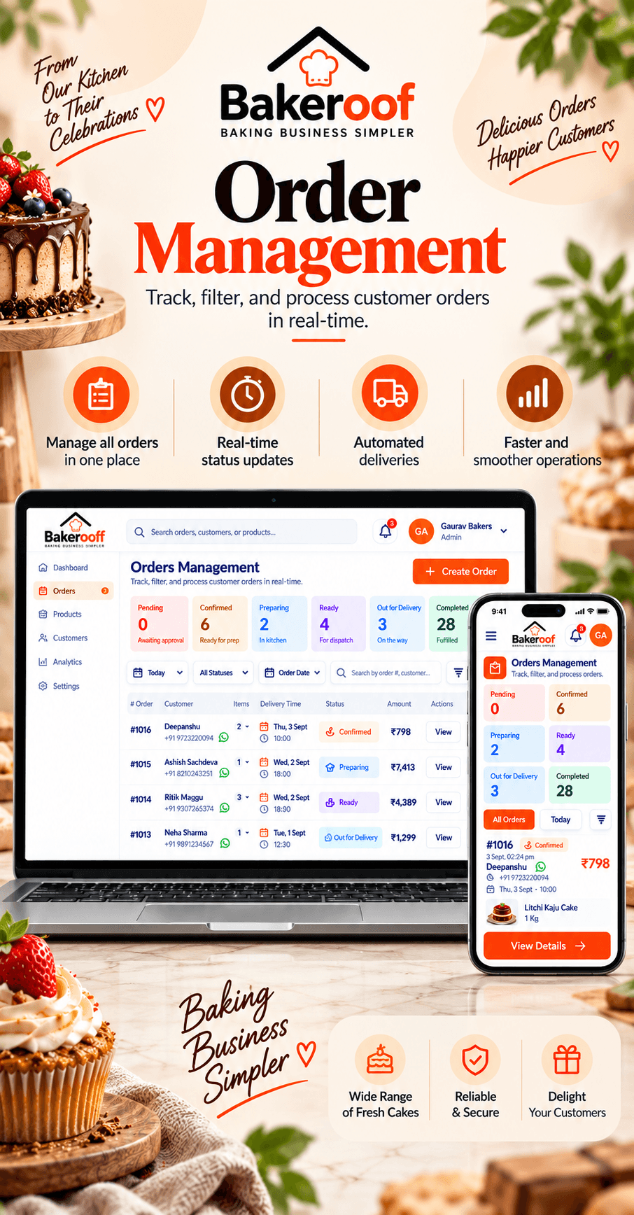 Manage All Orders in One Place - Bakeroof Orders Management Dashboard Mobile