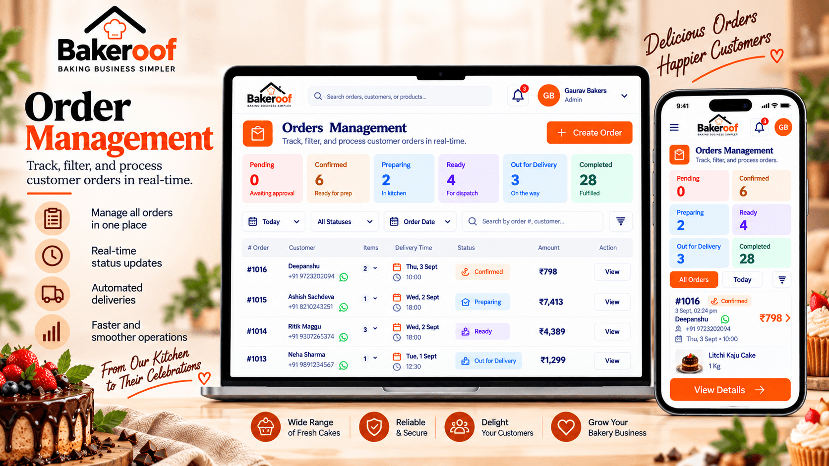 Manage All Orders in One Place - Bakeroof Orders Management Dashboard