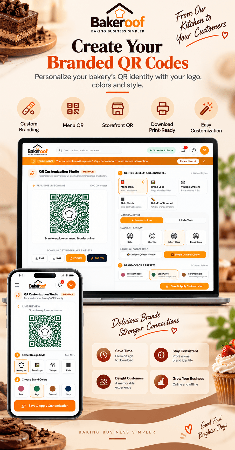 Create Branded QR Codes for Your Bakery - Bakeroof QR Code Management Mobile