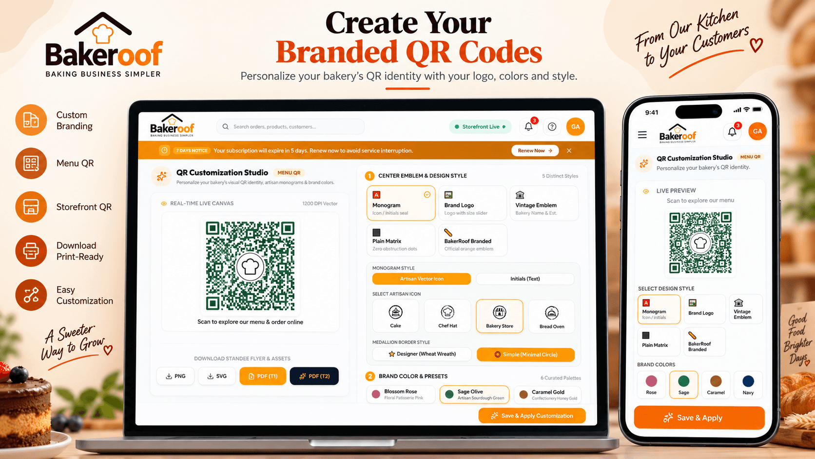 Create Branded QR Codes for Your Bakery - Bakeroof QR Code Management
